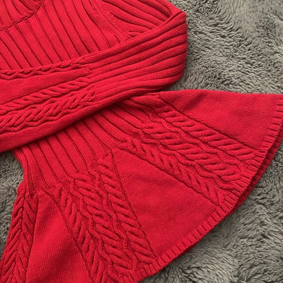 Bebe Statement Sleeve Red Turtleneck Sweater - Picture 5 of 10